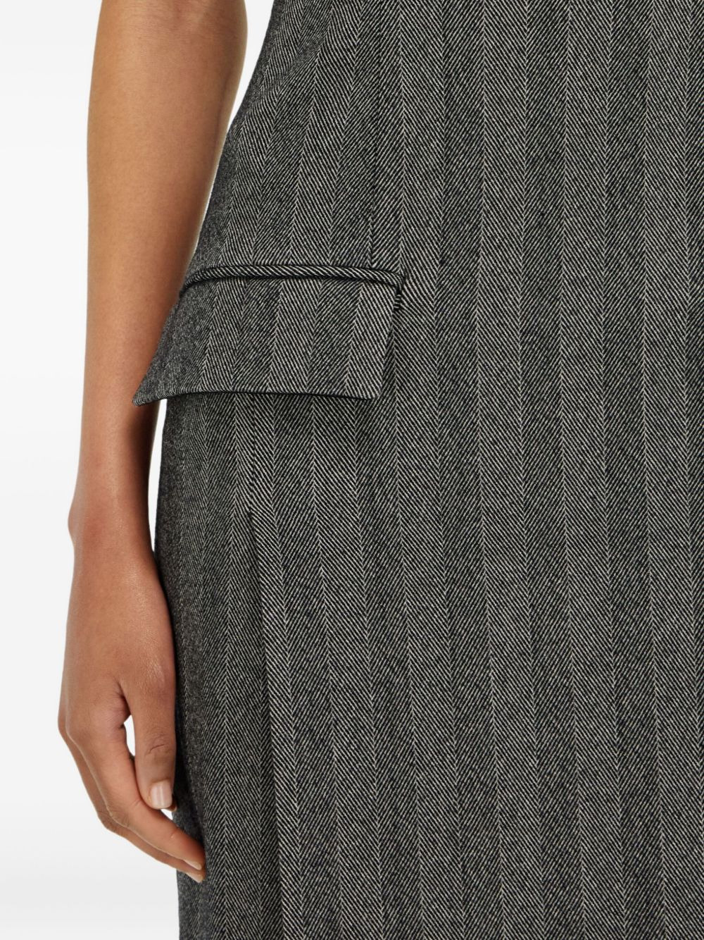 herringbone square-neck midi dress - 4
