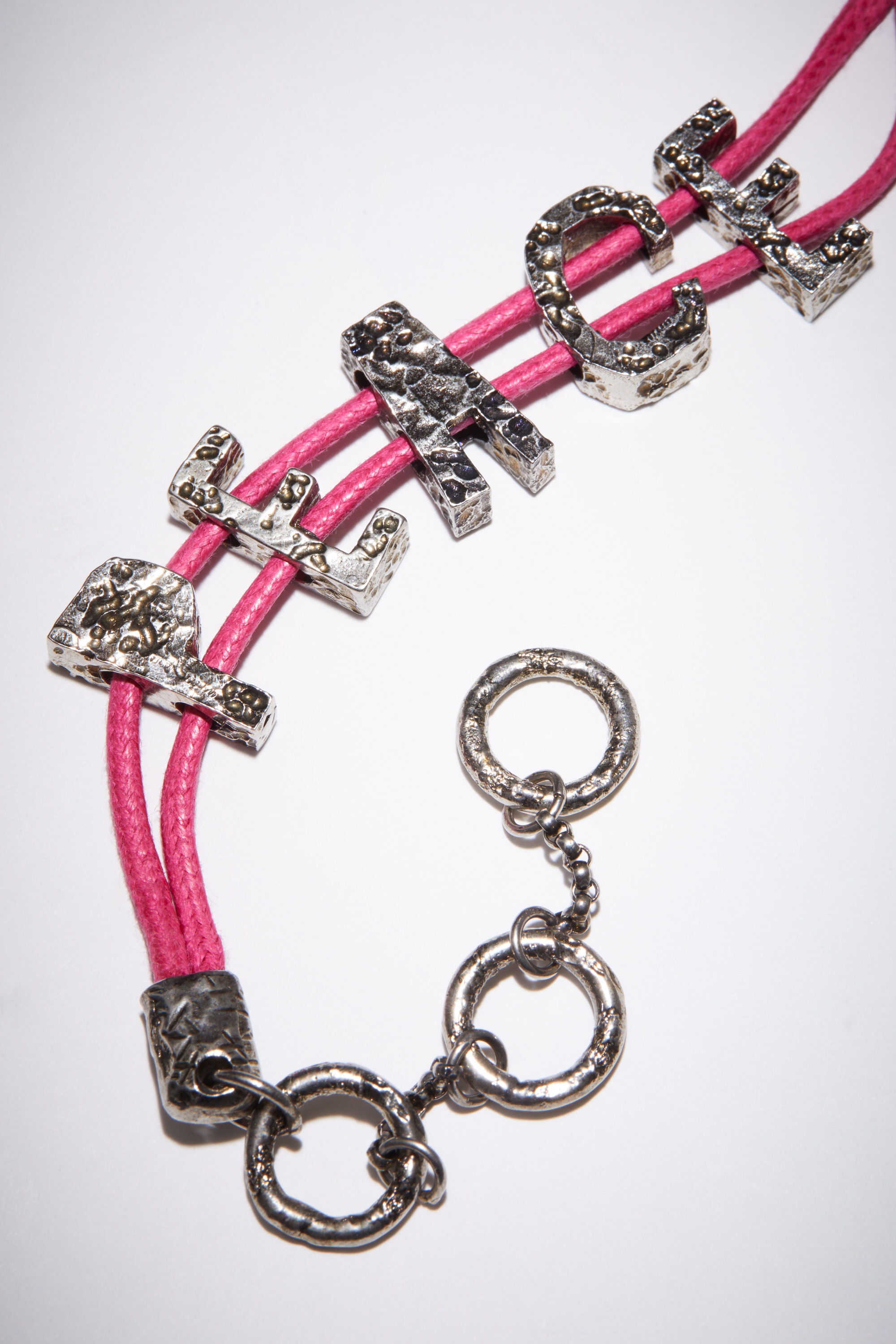 PEACE NECKLACE - Bright pink/antique silver - 4