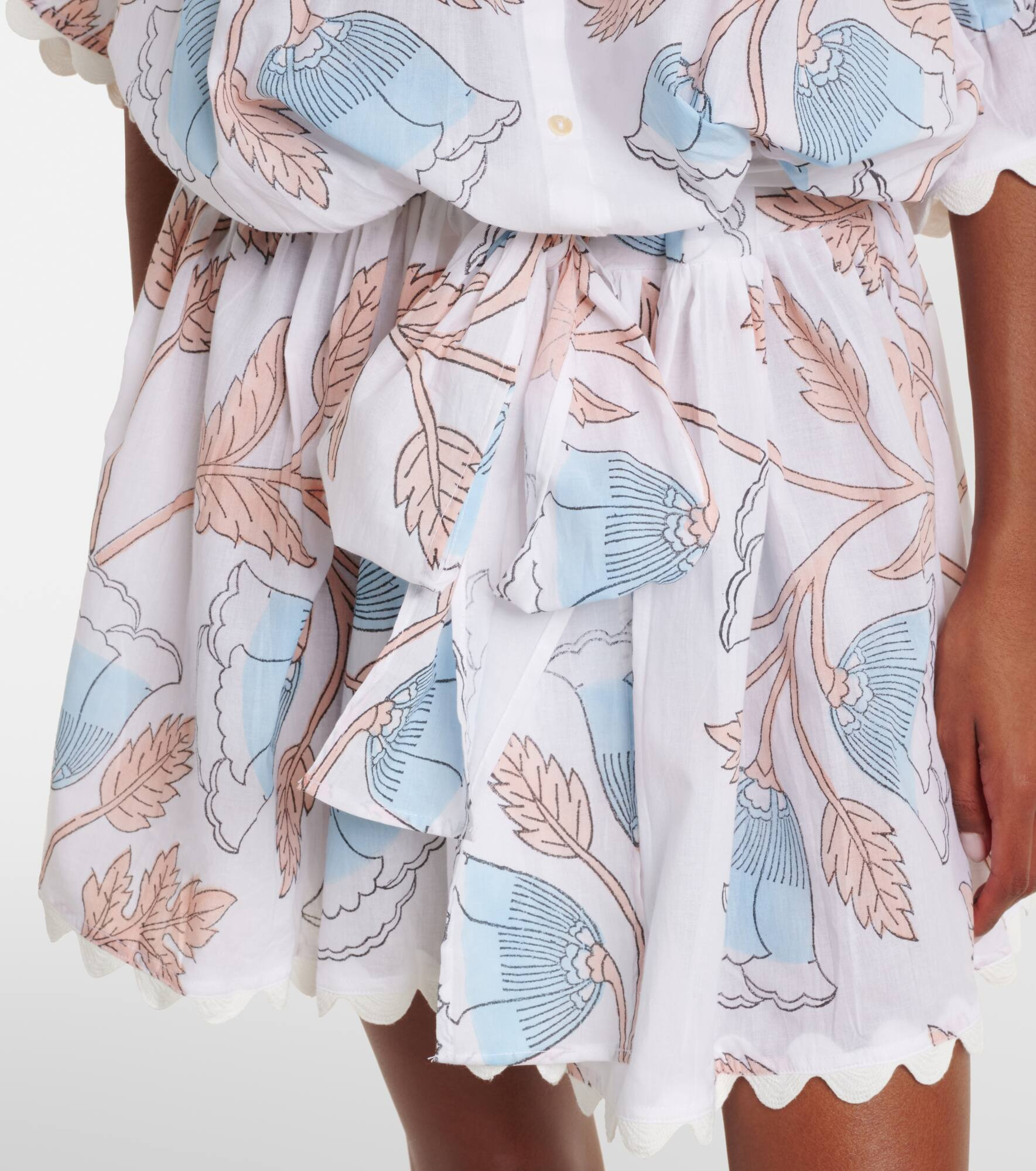 Printed scalloped cotton shirt dress - 5