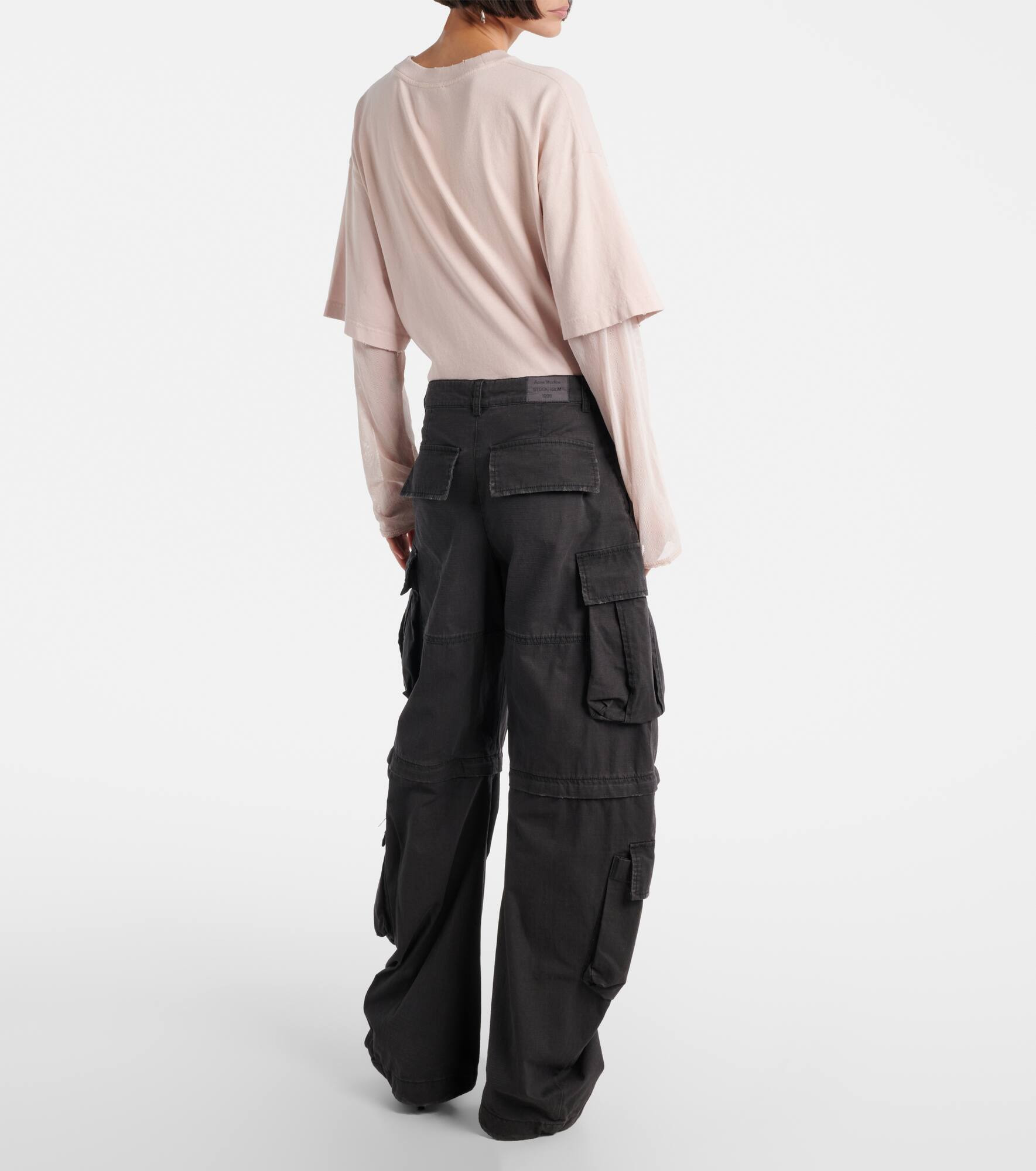 Cotton barrel-leg cargo pants - 3