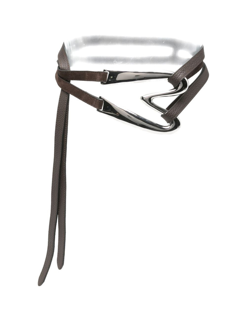 silver-tone buckle leather belt 1