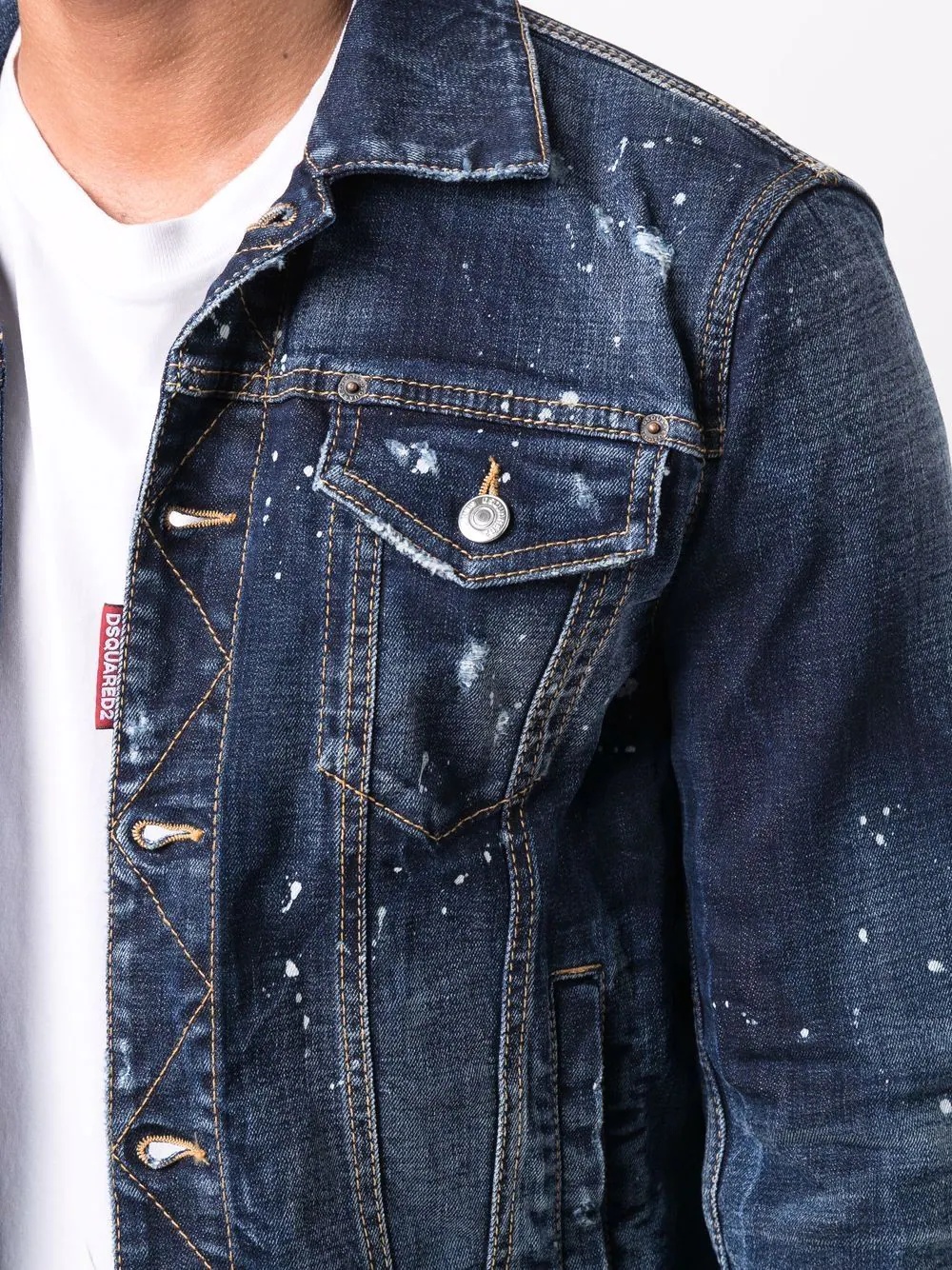 paint-splattered denim jacket - 5