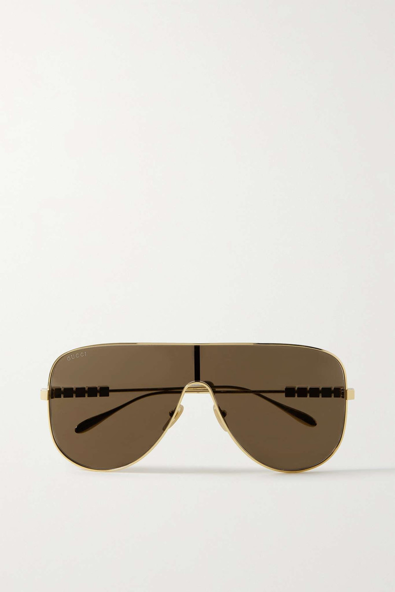 Mask oversized D-frame gold-tone sunglasses - 1