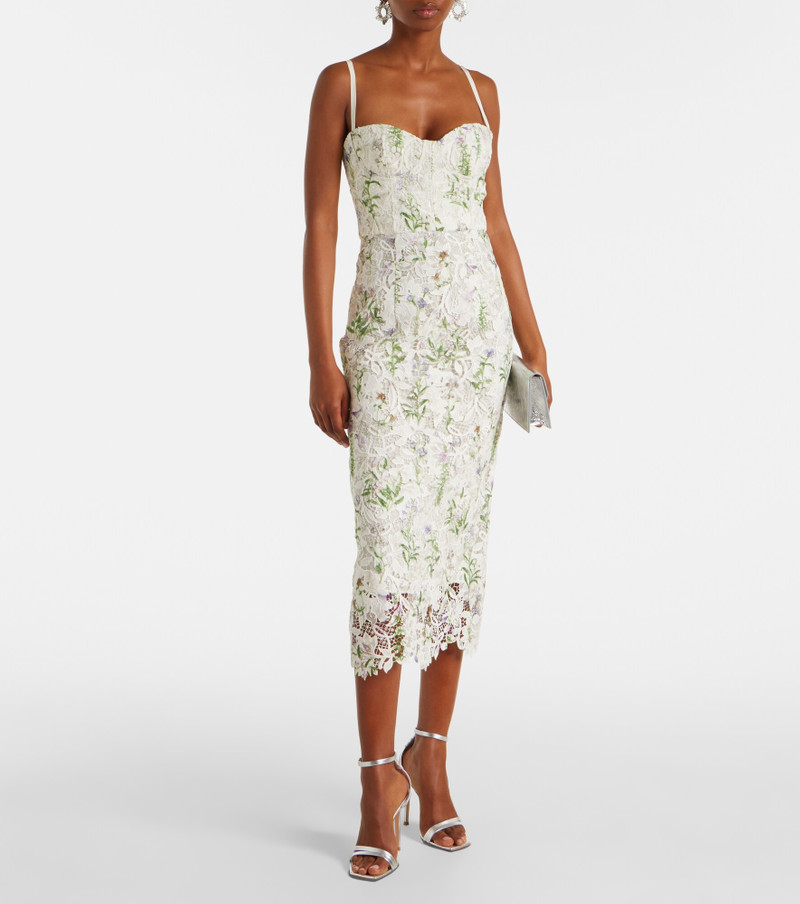 Monique Lhuillier Floral lace corset dress outlook