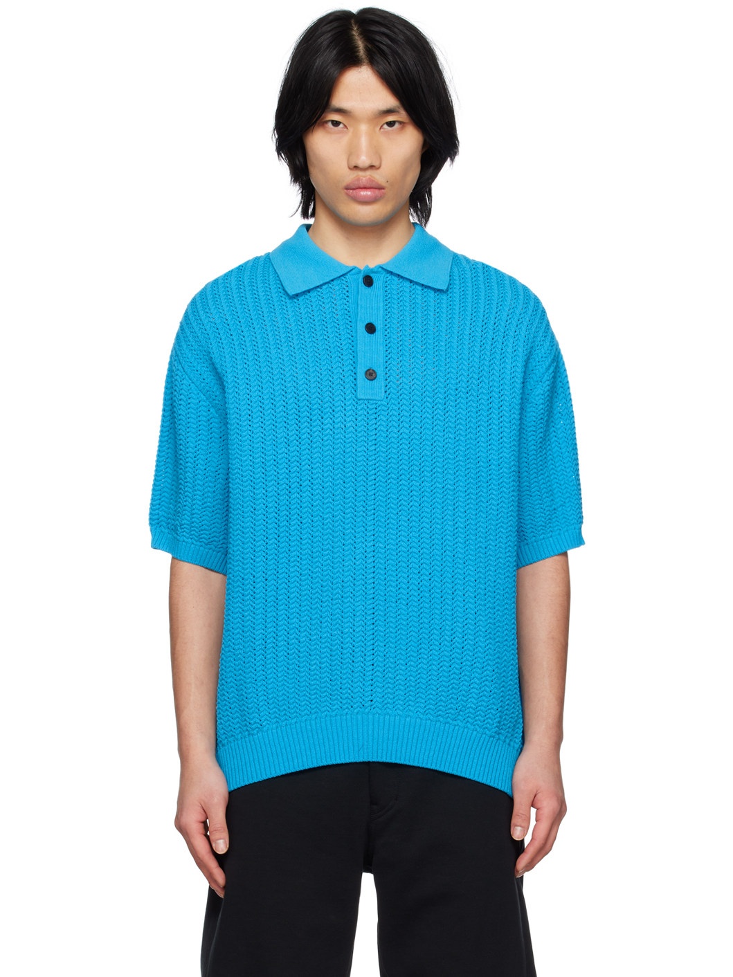 Blue Herringbone Polo - 1