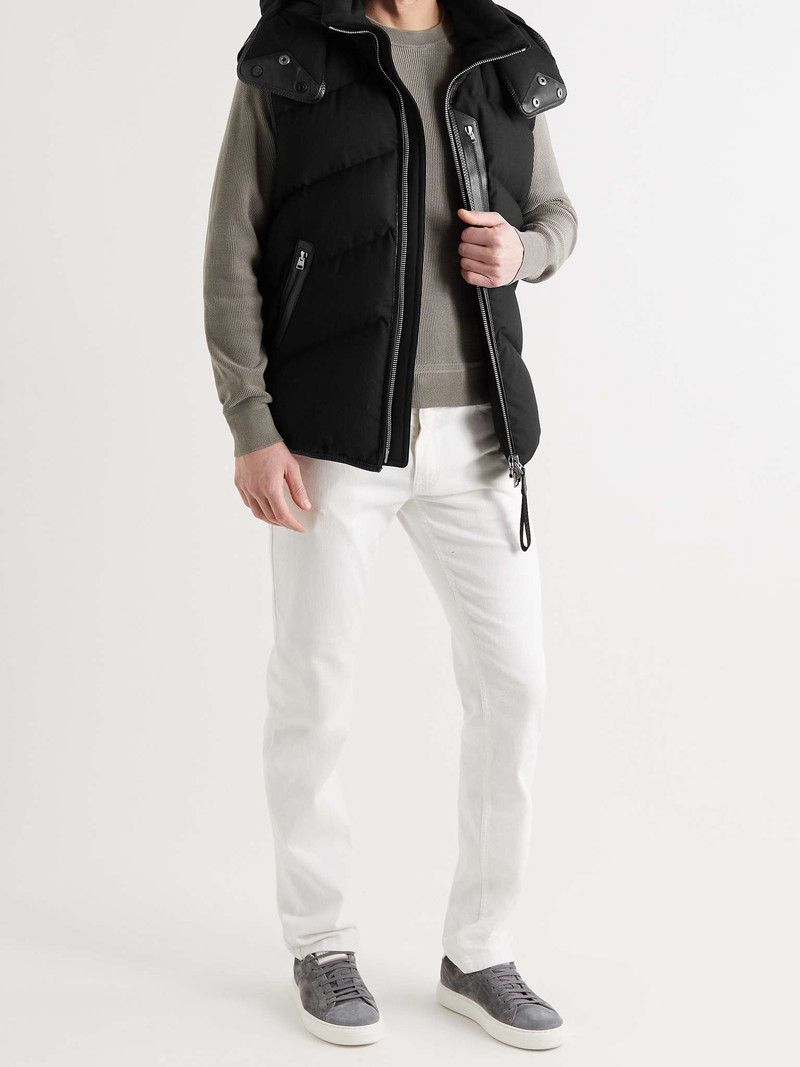 TOM FORD Leather-Trimmed Quilted Cashmere and Wool-Blend Hooded Down Gilet outlook