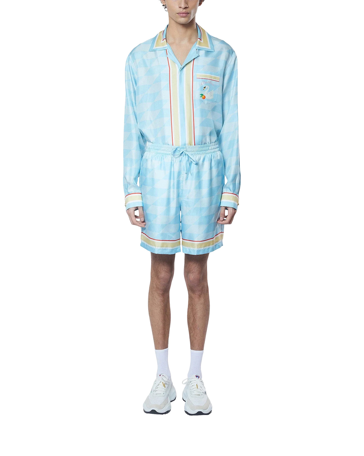 Damiers Et Cygne Bleu Silk Shorts - 2