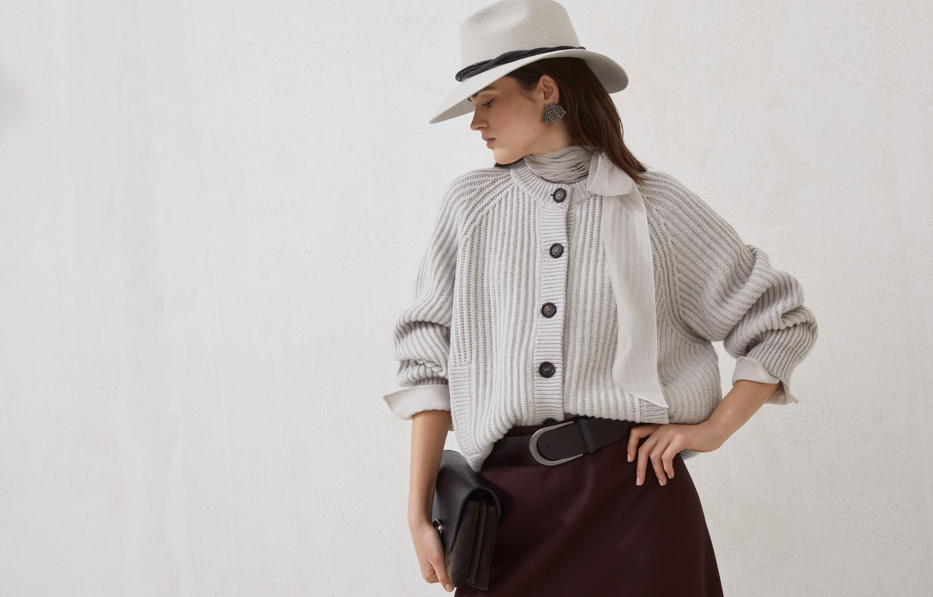 English rib cardigan in cashmere Feather yarn - 6