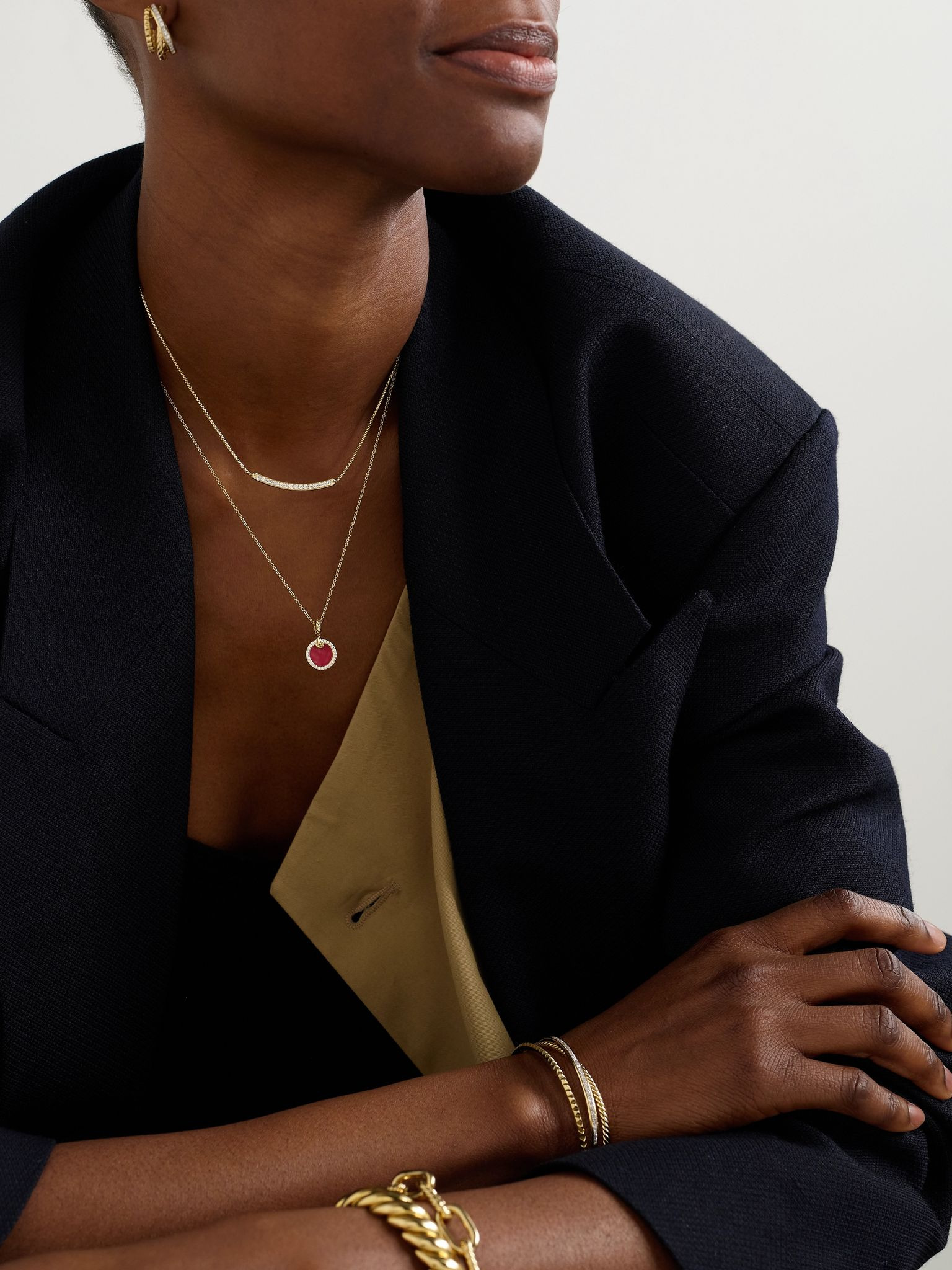 Petite Pavé 18-karat gold diamond necklace Gold - 5
