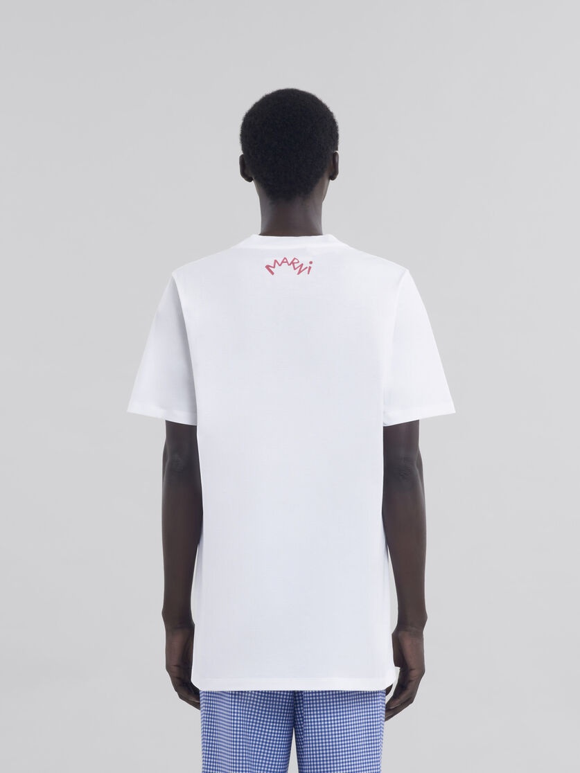 WHITE COTTON T-SHIRT WITH SNAKE PRINT - 3