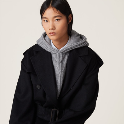 Miu Miu Wool and cashmere knit hoodie dickey outlook