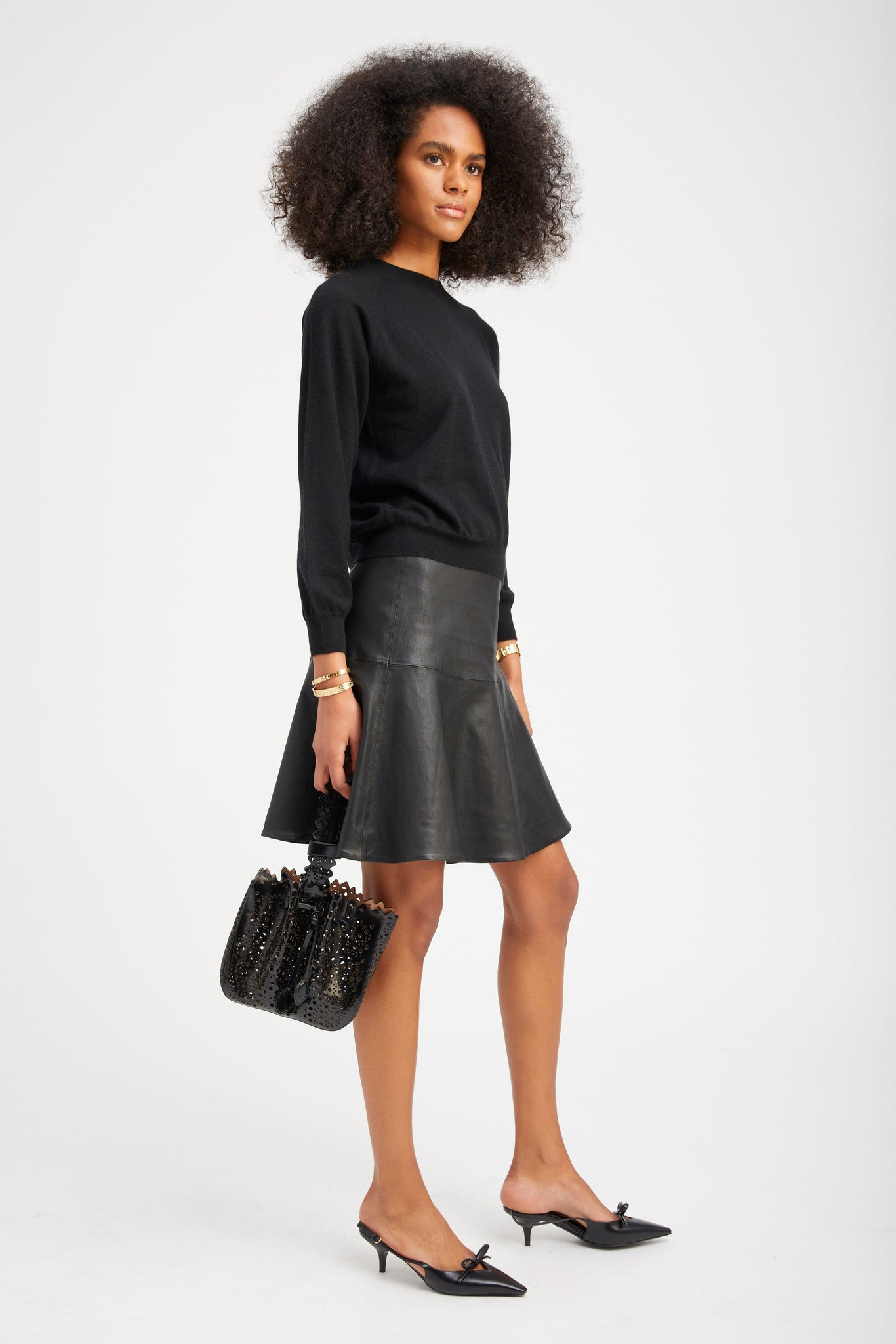BLACK LEATHER JANE SKIRT - 3