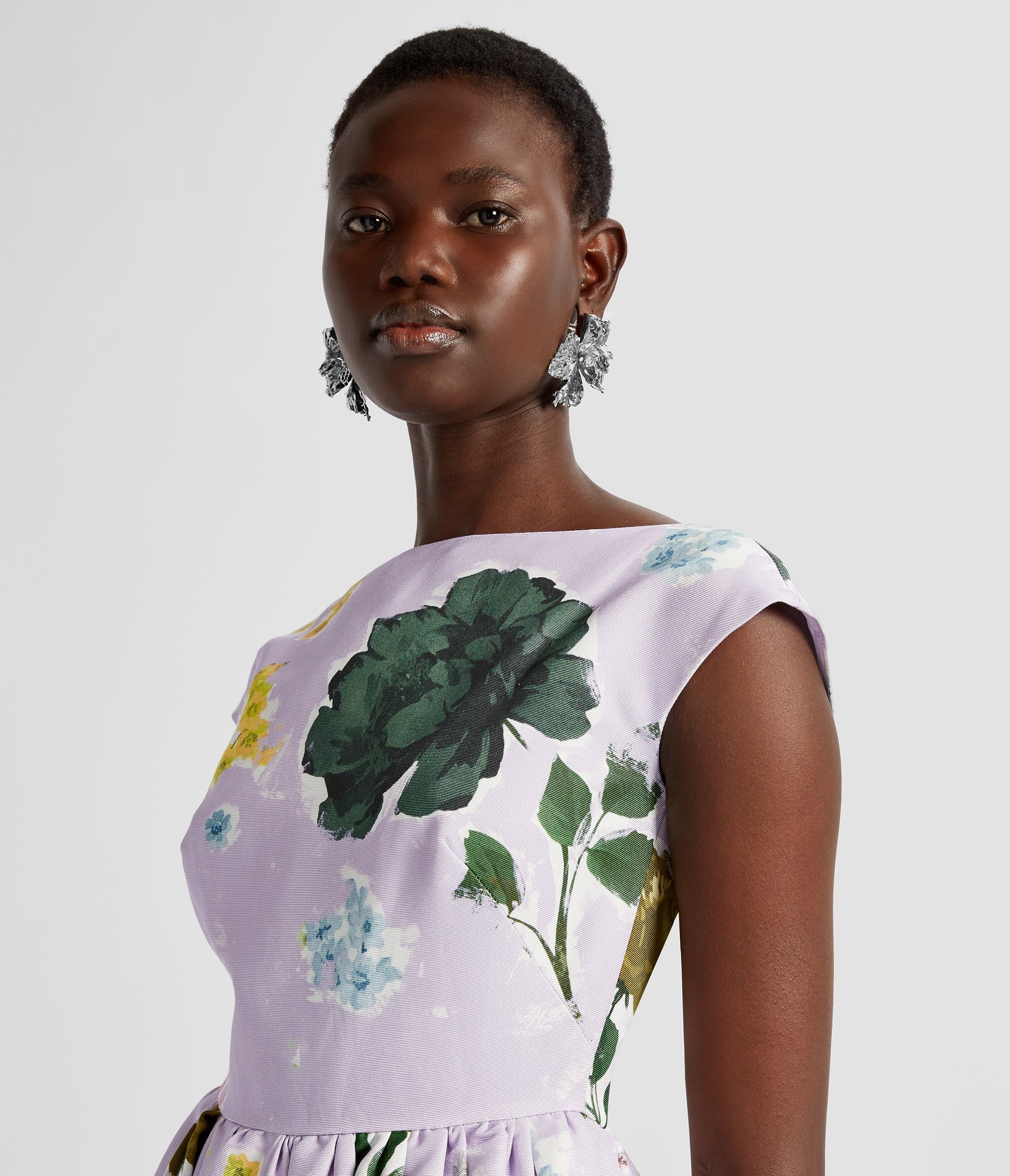 BOAT NECK FULL SKIRT MIDI DRESS - 5