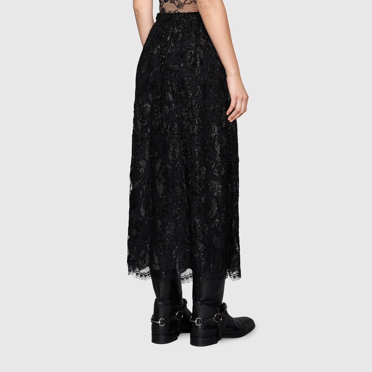 Crystal embroidery floral lace skirt - 4