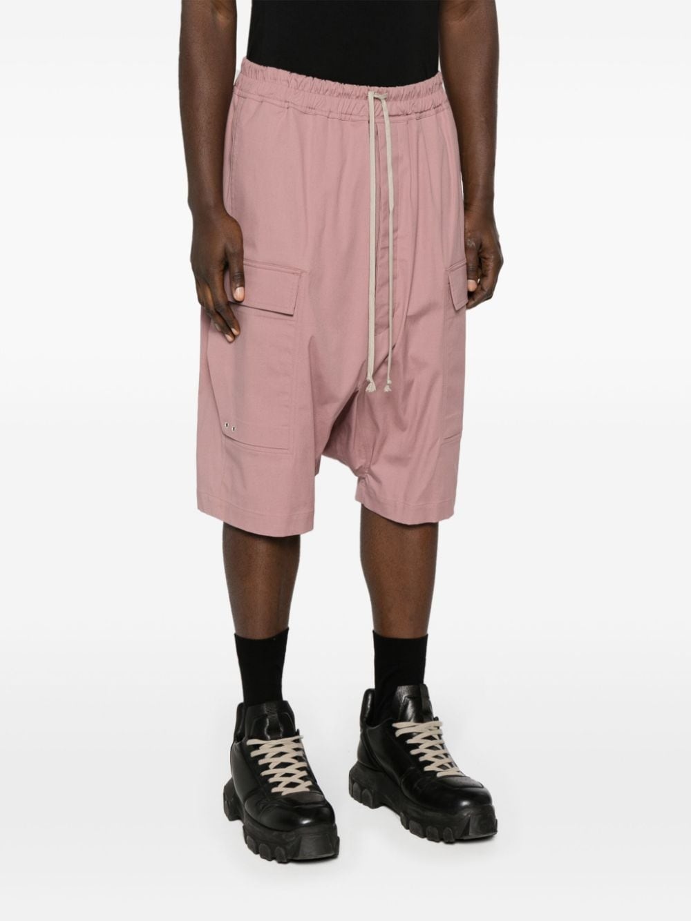 drawstring-waist cargo shorts - 3