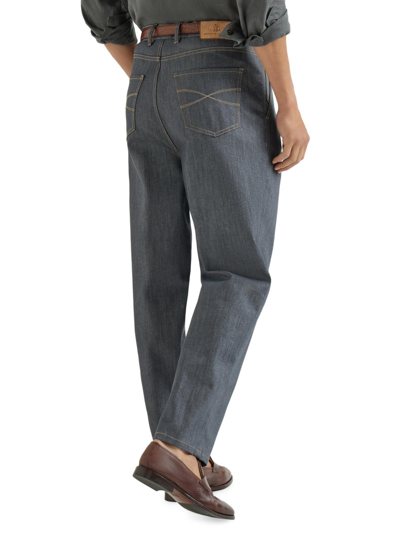 Men's Comfort Grayscale Denim Iconic Fit Five Pocket Trousers - Medium Grey 4