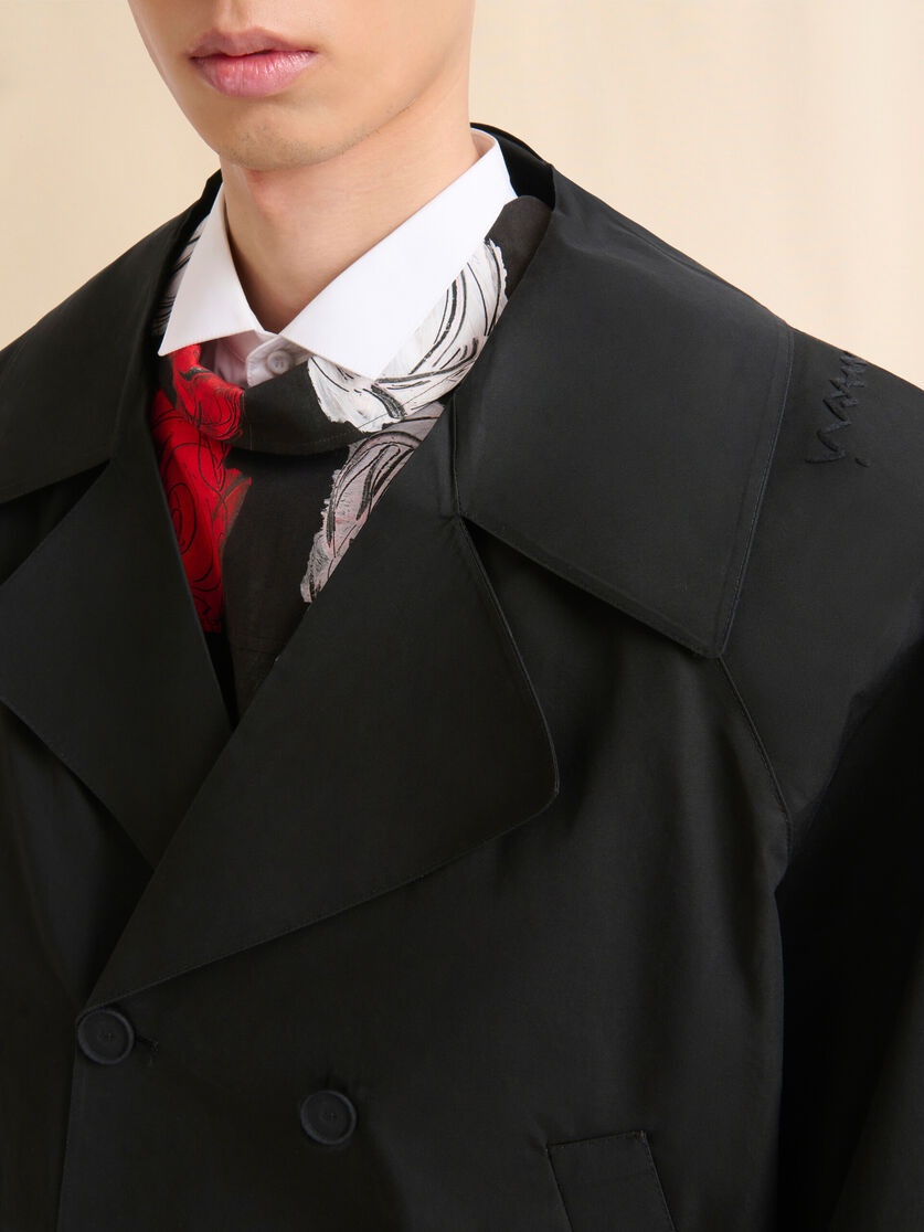 BLACK POPLIN DOUBLE-BREASTED JACKET - 4