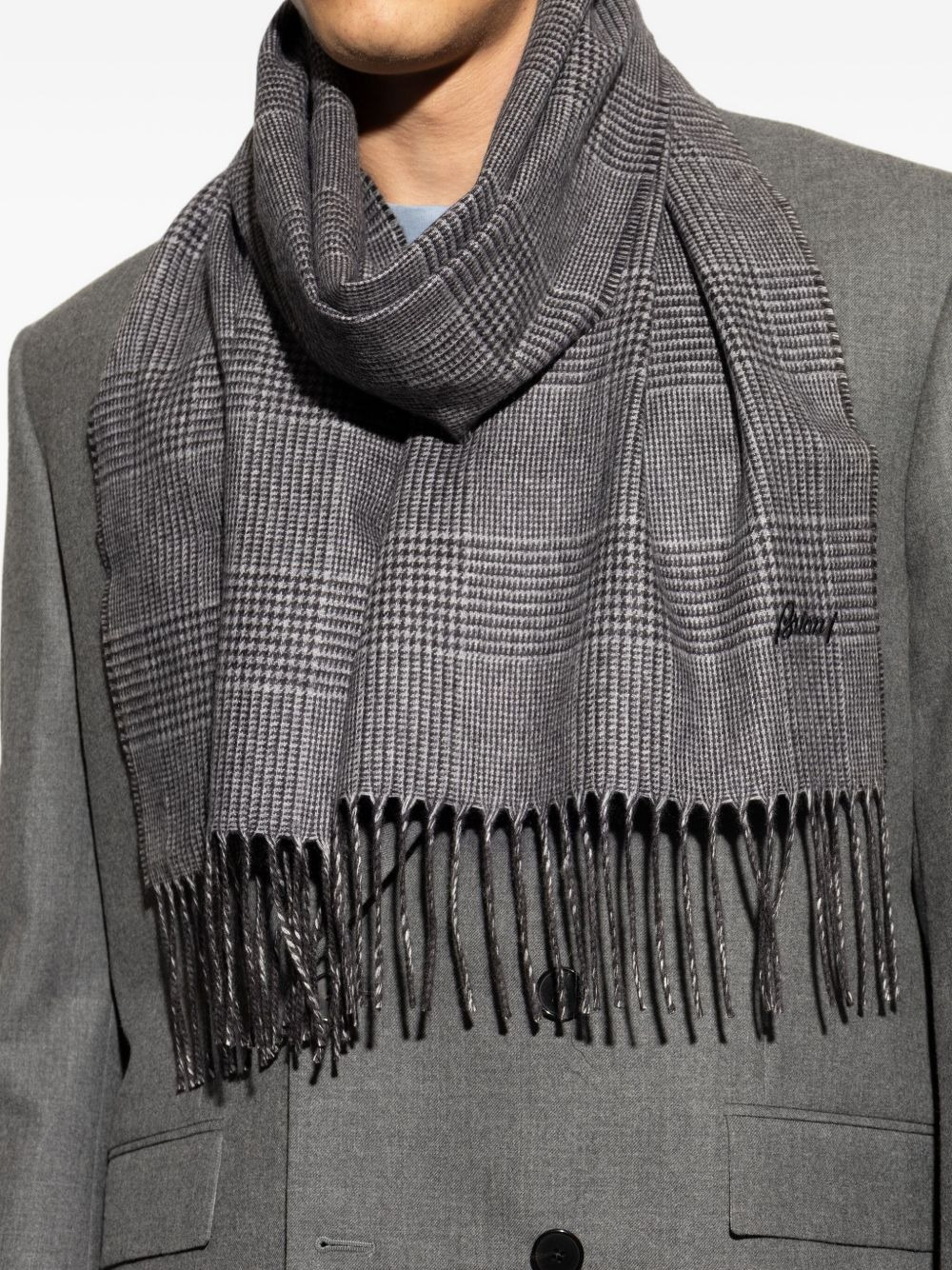 houndstooth-pattern fringed scarf - 4