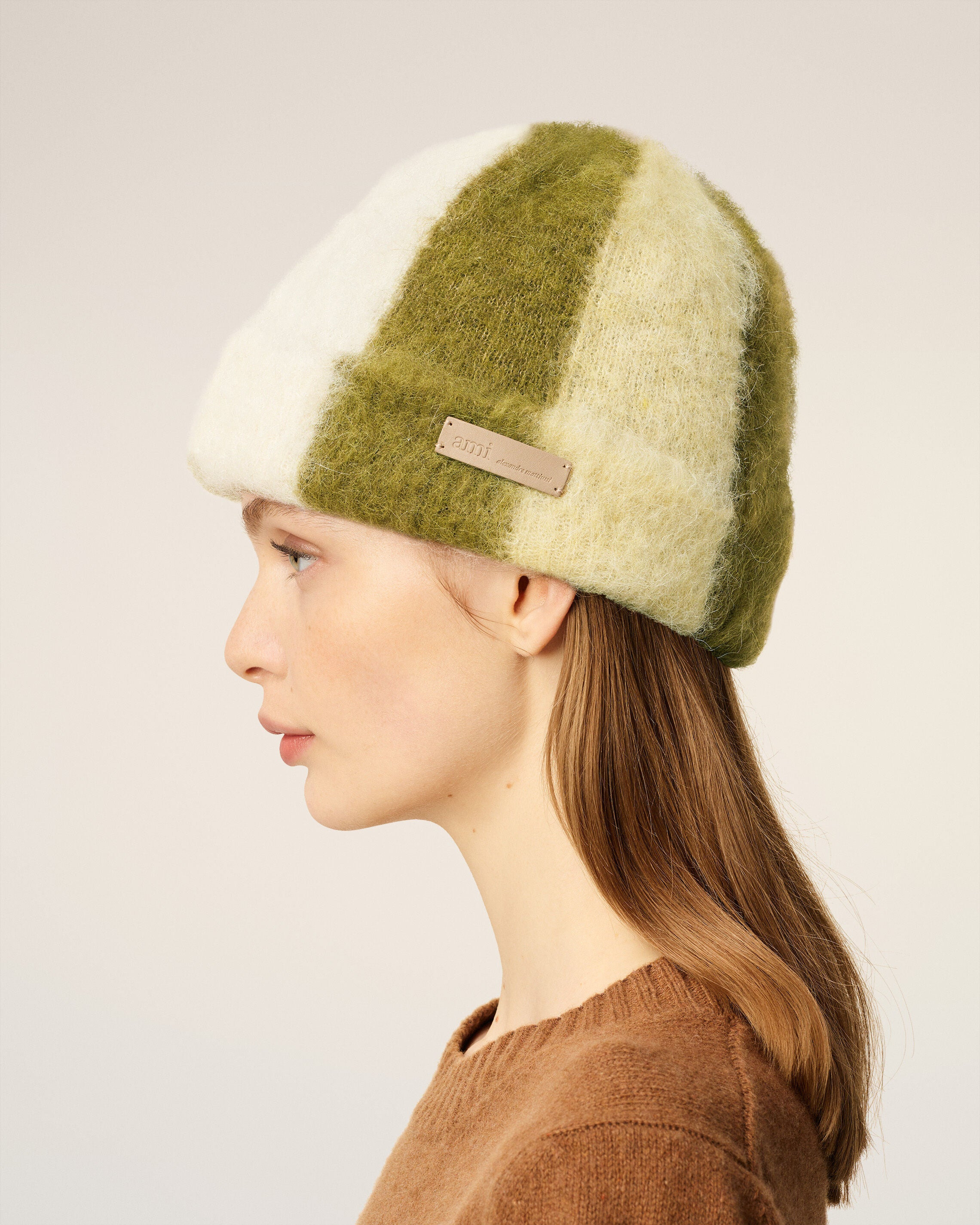 GREEN ALPACA STRIPED AMI DE COEUR BEANIE - 5