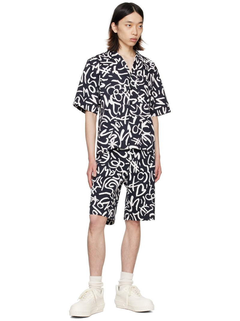 Moschino Navy & White Printed Shorts outlook
