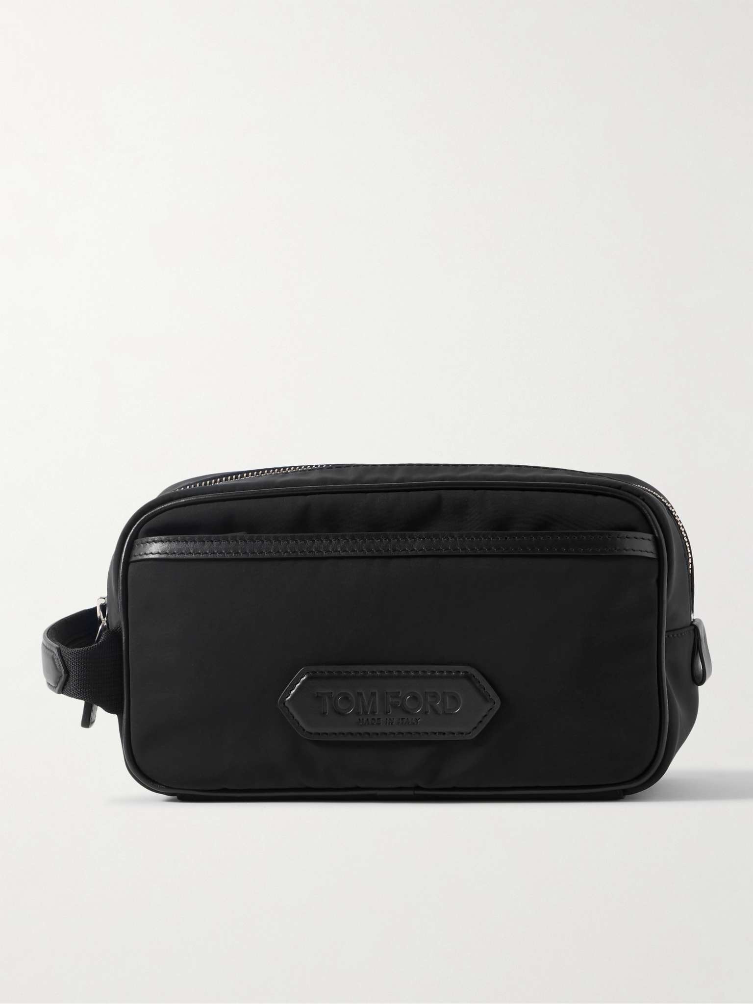 Leather-Trimmed Shell Wash Bag - 1