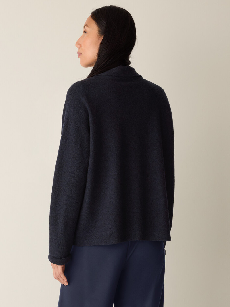 Fine Felted Wool Notch Collar Cardigan in Regenerative Wool 4