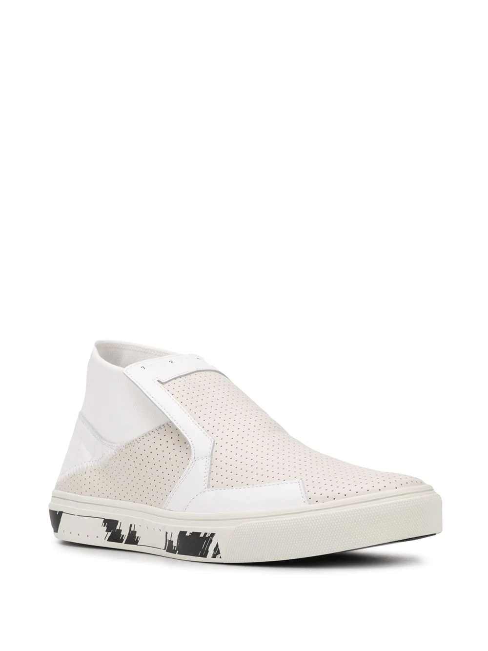 contrast-panel perforated sneakers - 2