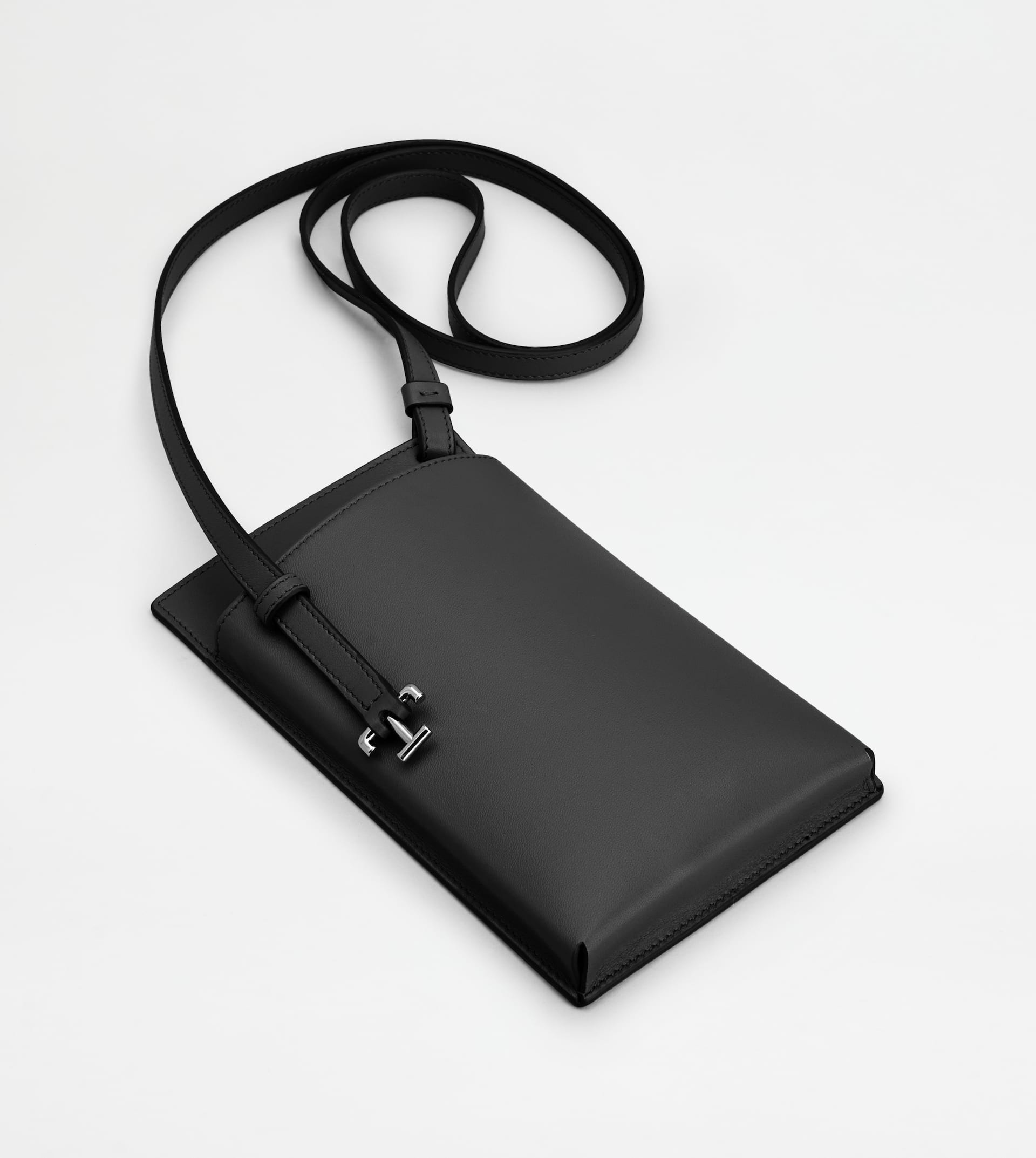 PHONE HOLDER IN LEATHER MEDIUM - BLACK - 3