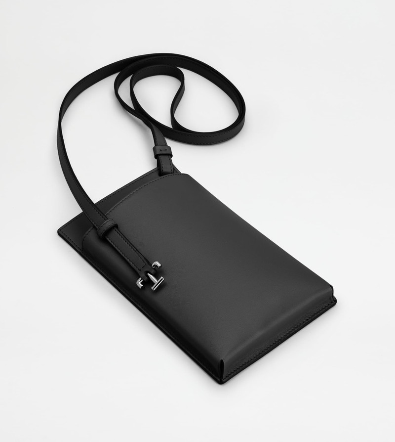 PHONE HOLDER IN LEATHER MEDIUM - BLACK 3