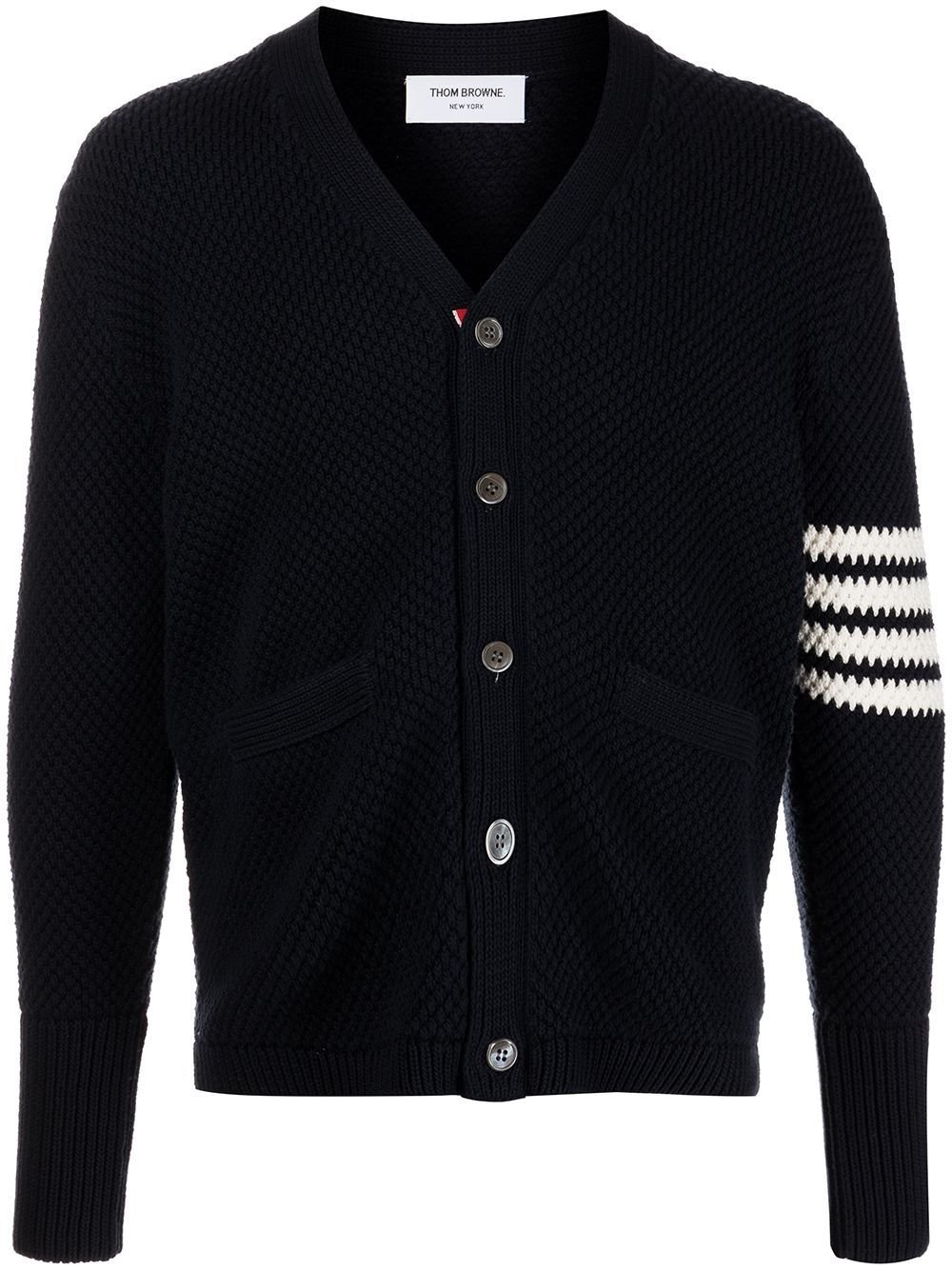 4-bar stripe wool cardigan - 1