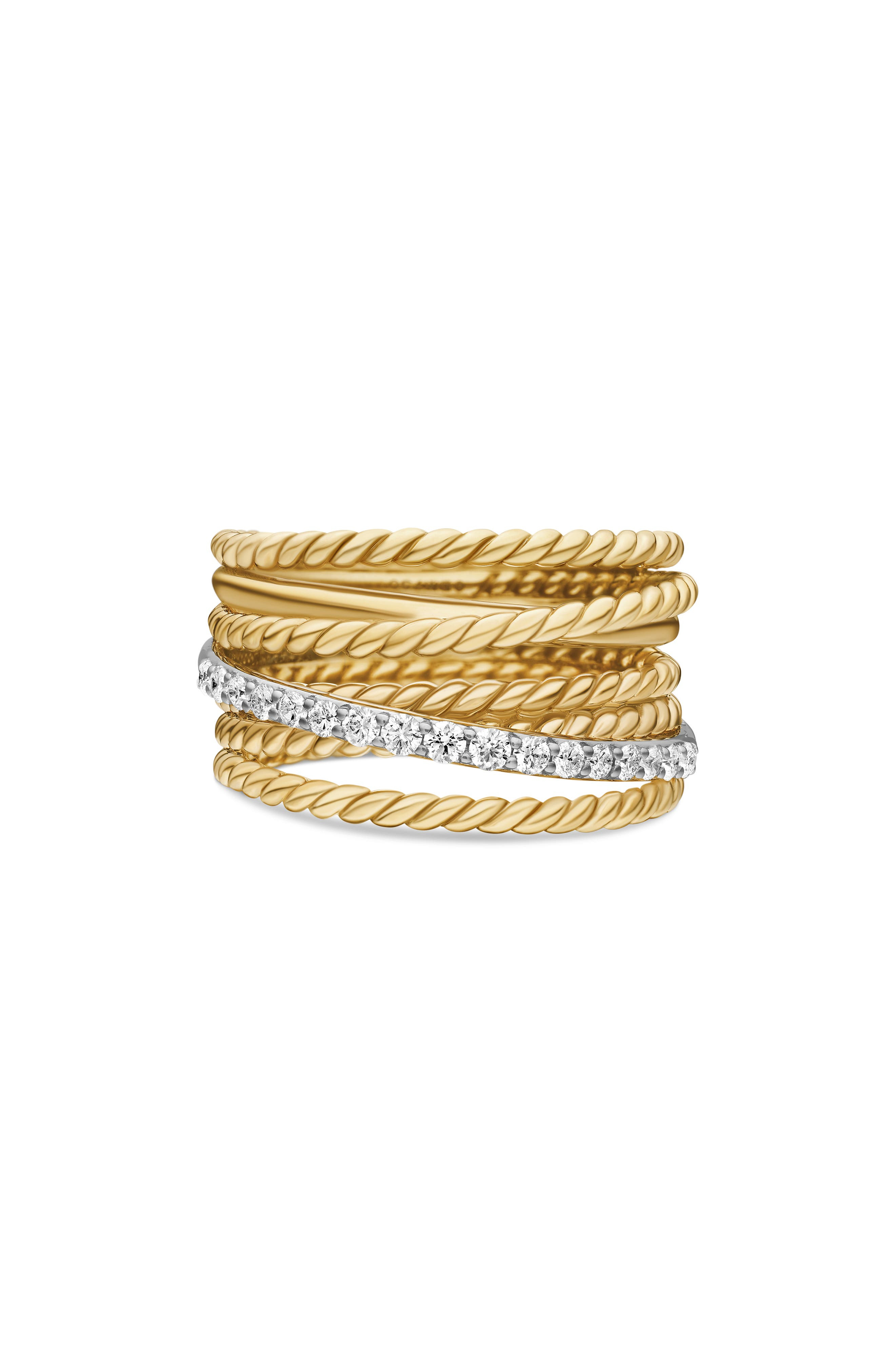 David Yurman DY Crossover Ring with Diamonds in Gold at Nordstrom - 7