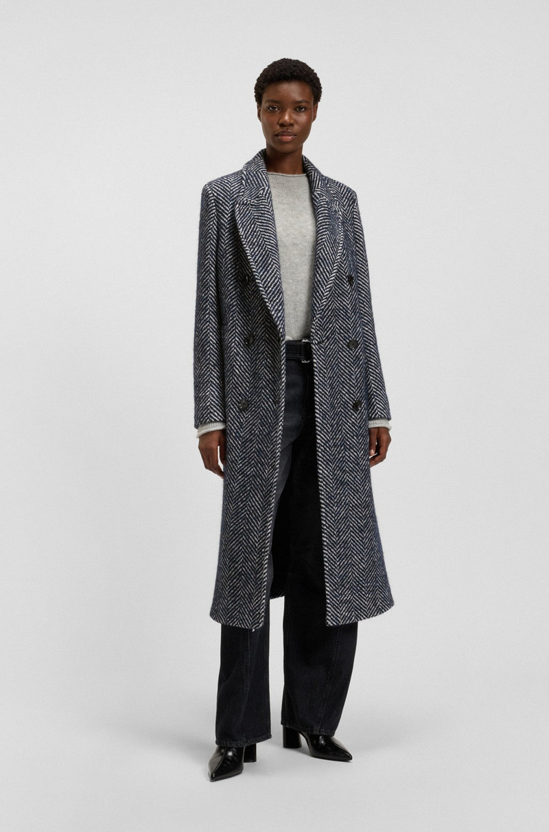 BOSS LONGLINE DOUBLE-BREASTED COAT WITH MACRO HERRINGBONE outlook