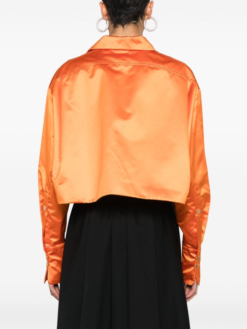 cropped satin shirt jacket - 4