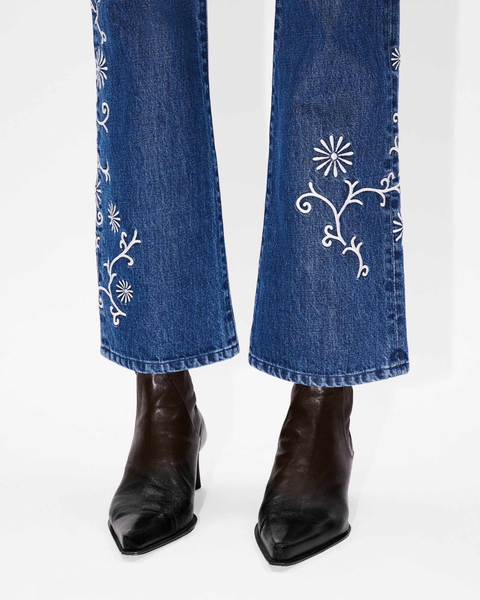 'KENZO Marguerite' BARA cropped embroidered jeans in japanese denim - 8