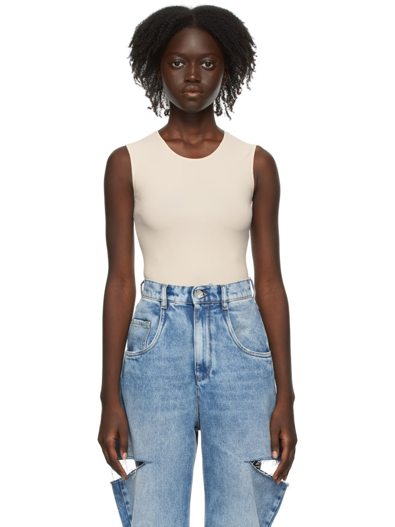 Beige Jersey Second Skin Bodysuit 1