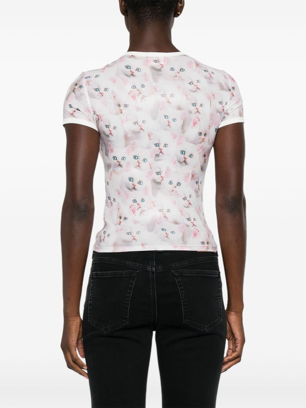 all-over cat-print short-sleeved T-shirt - 4