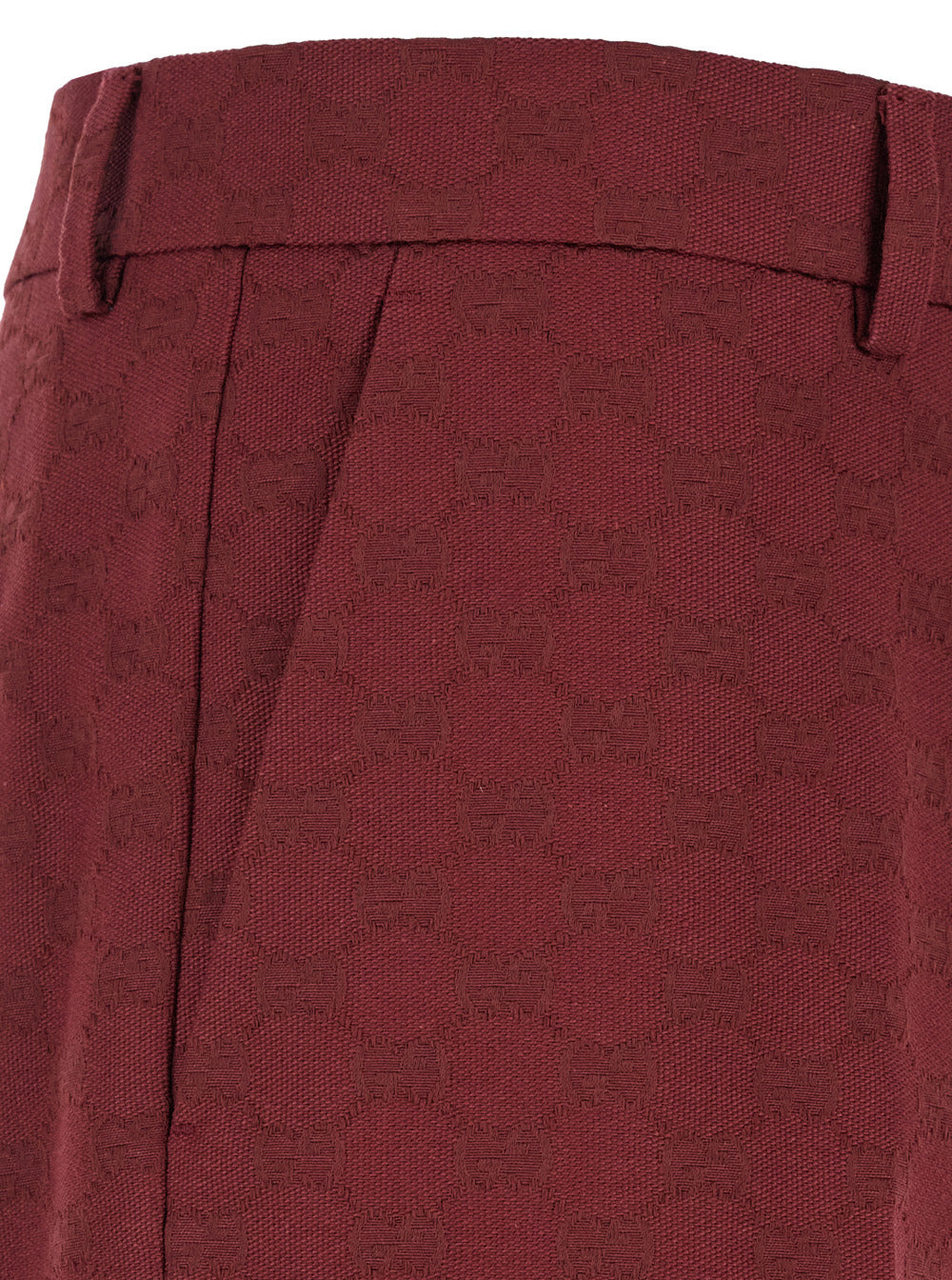 Gucci Men Bordeaux Straight Pants With Gg Motif In Cotton Man - 3