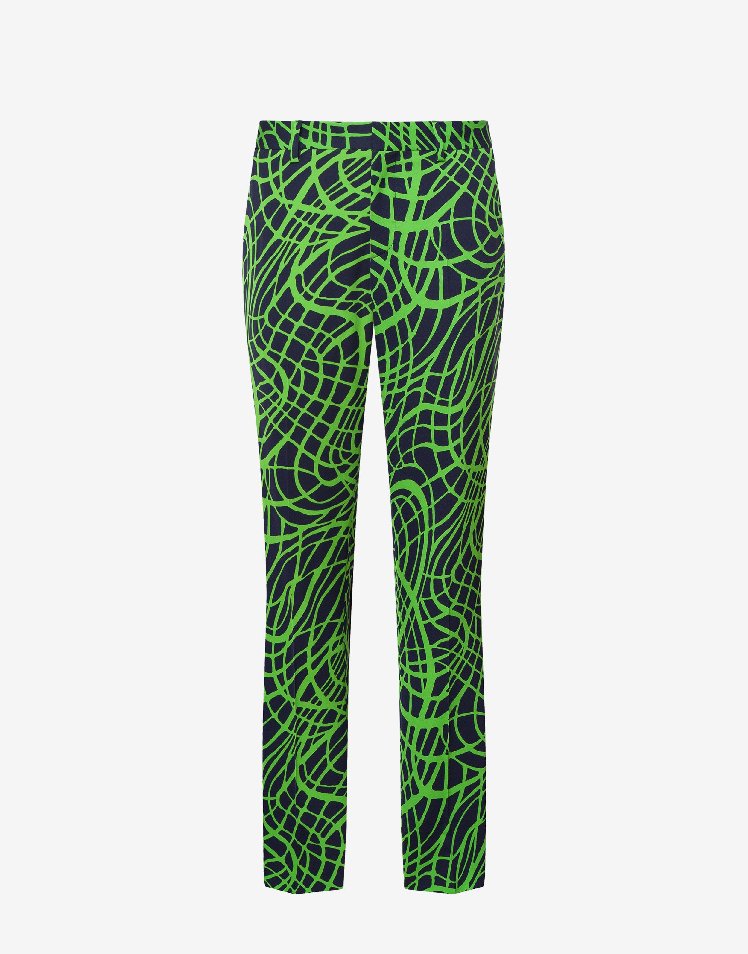 WAVE LINE PRINT WOOL AND VISCOSE TROUSERS - 1