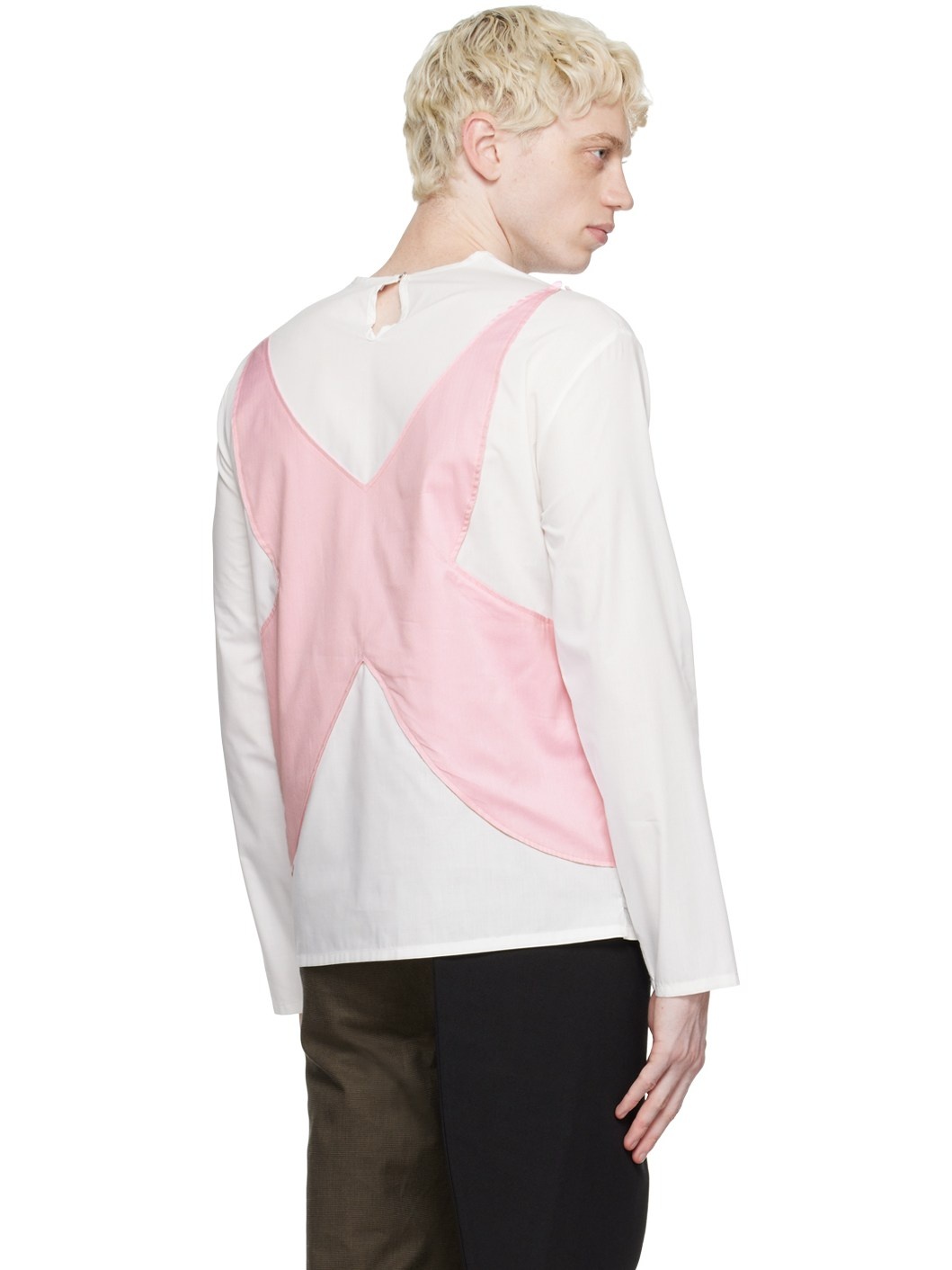 SSENSE Exclusive White & Pink Long Sleeve T-Shirt - 3