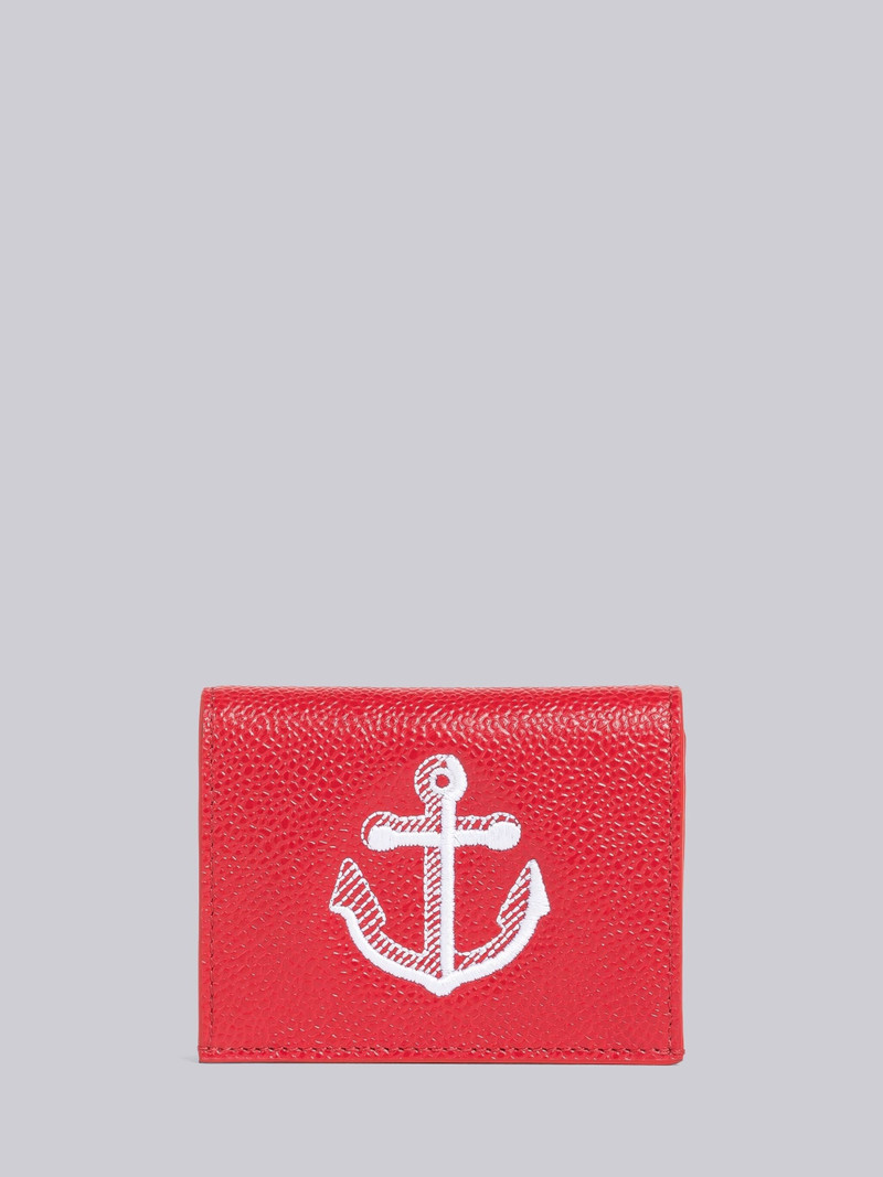 Pebble Grain Leather Anchor Double Card Holder 1