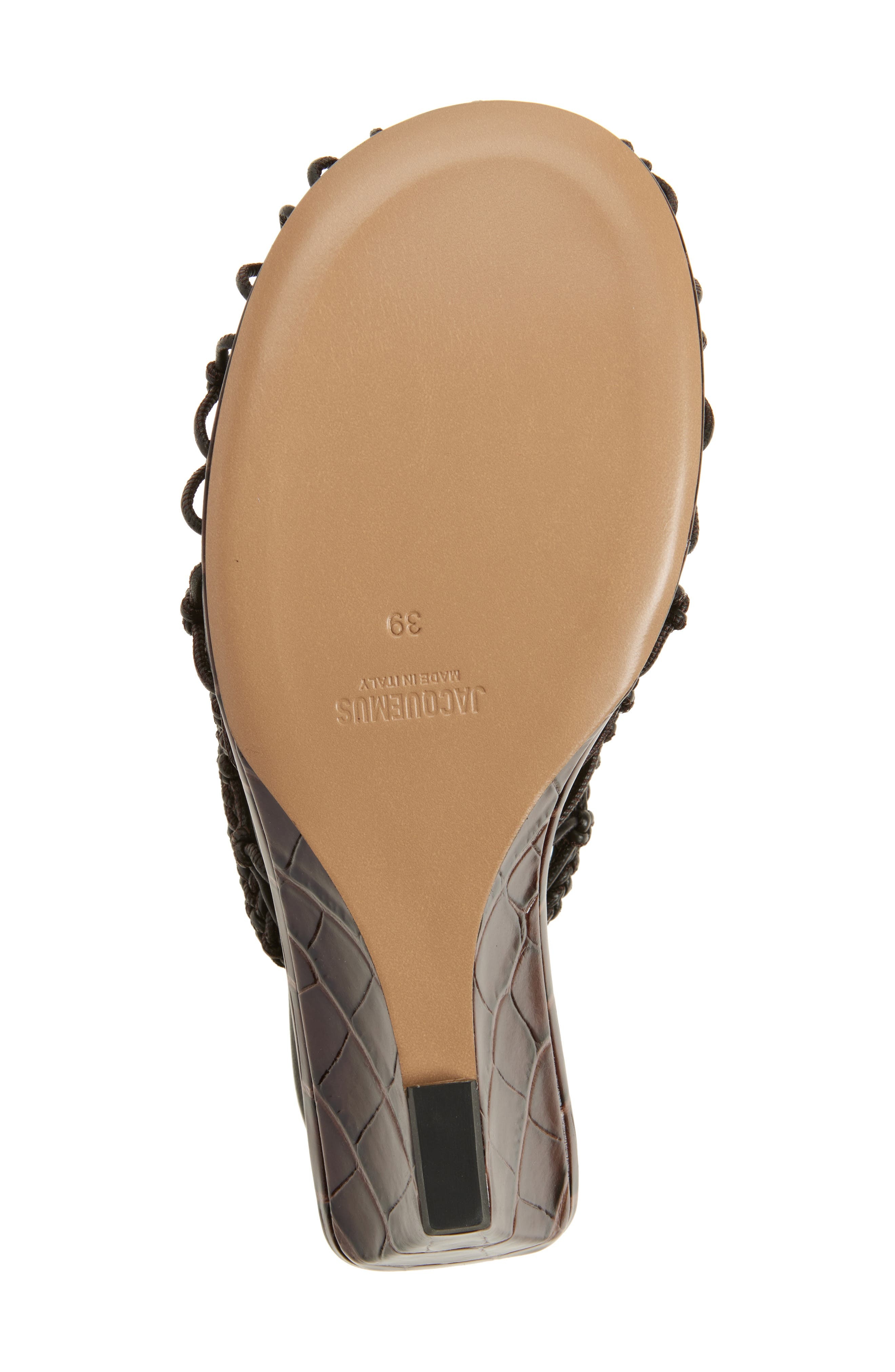 Jacquemus Doubles Tresses Stacked Wedge Sandal in Dark Brown at Nordstrom - 6