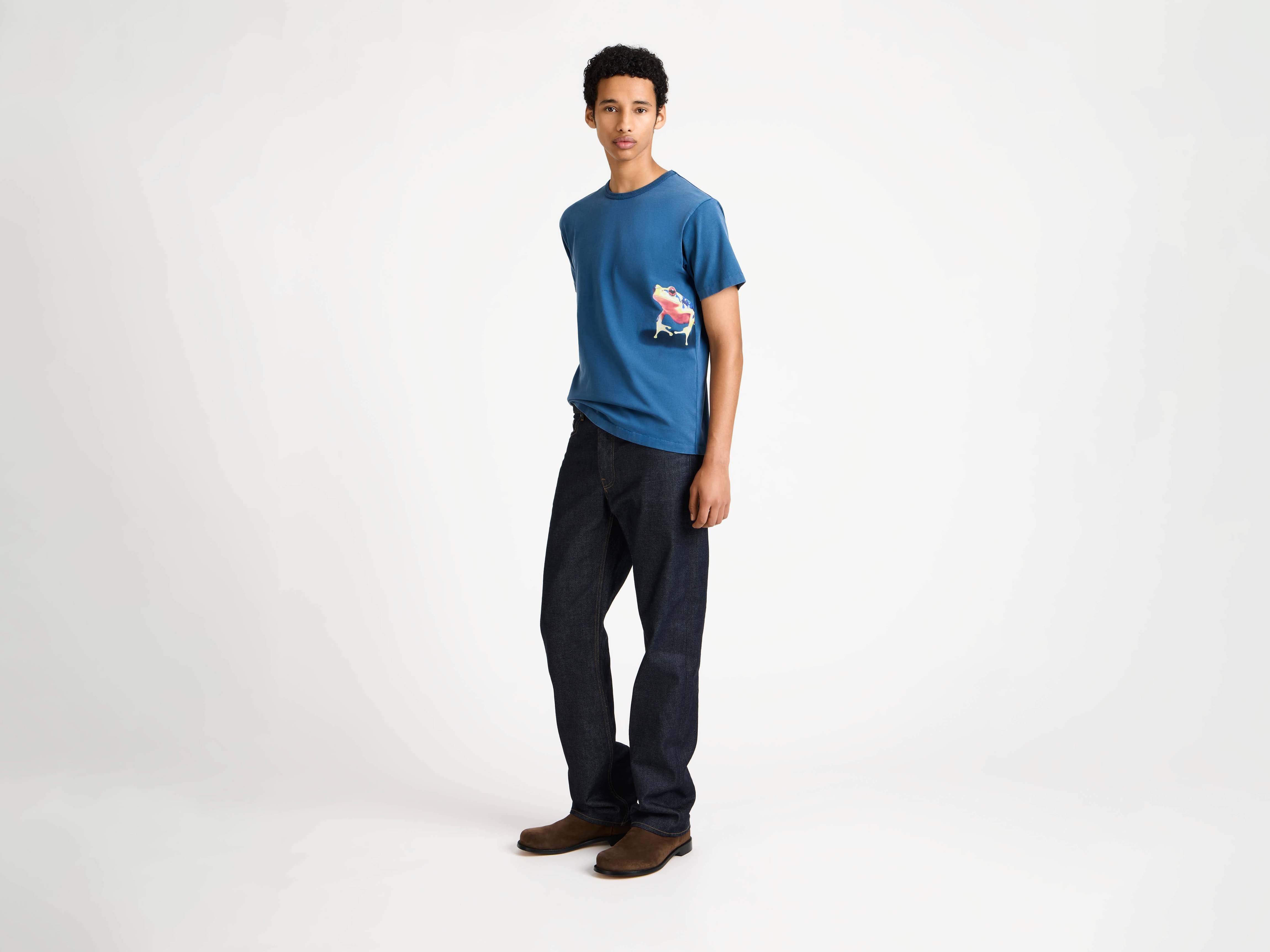 PEEKING FROG TSHIRT IN MID BLUE - 2