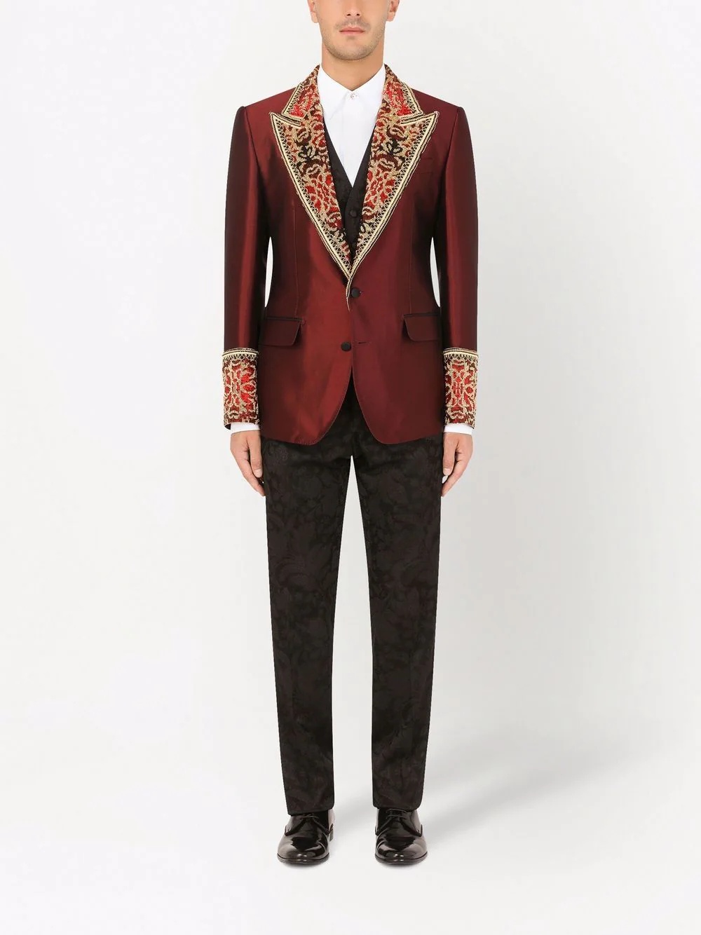 floral-jacquard three-piece suit - 2