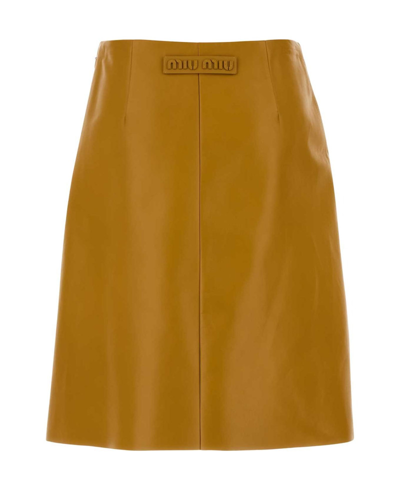 Miu Miu Ochre Nappa Leather Skirt outlook