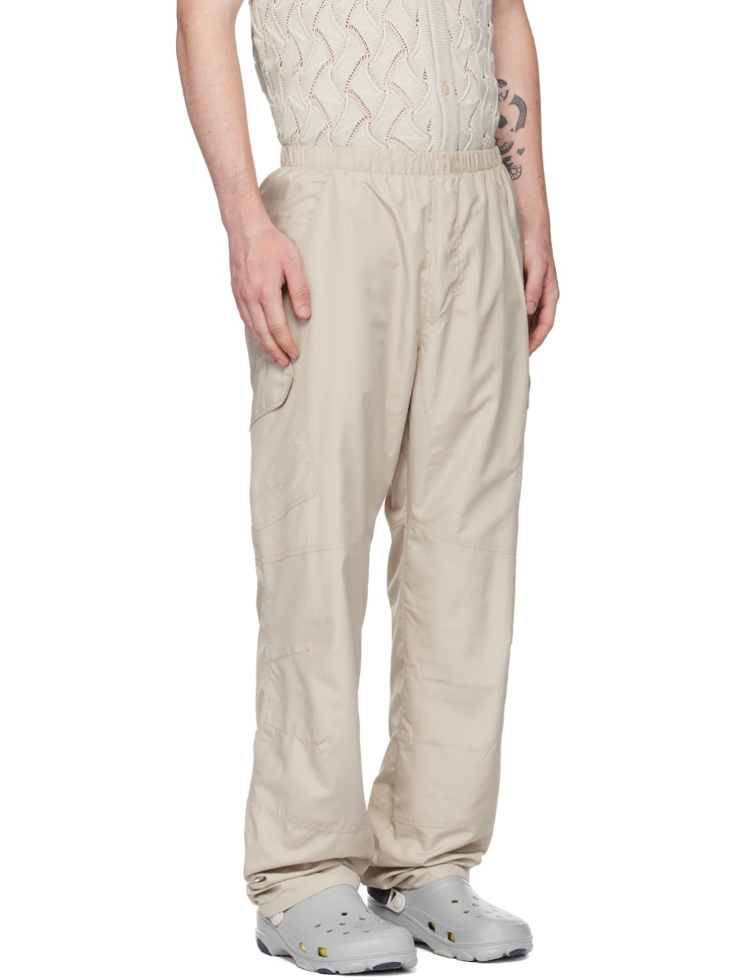 Gray Embroidered Cargo Pants - 2