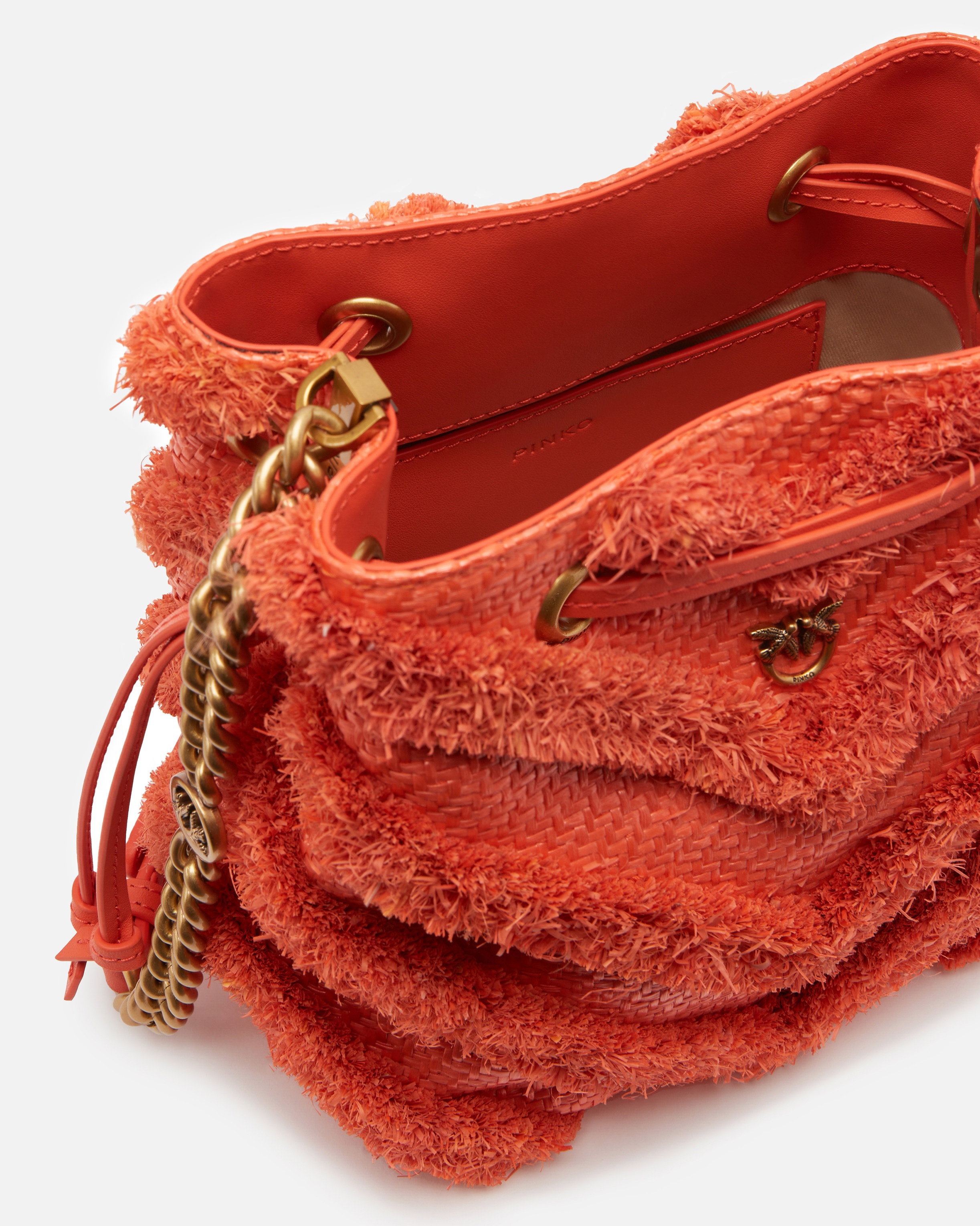 SMALL BUCKET BAG IN FRAYED RAFFIA - 4