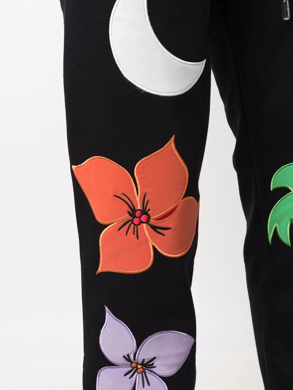 embroidered straight track pants - 5