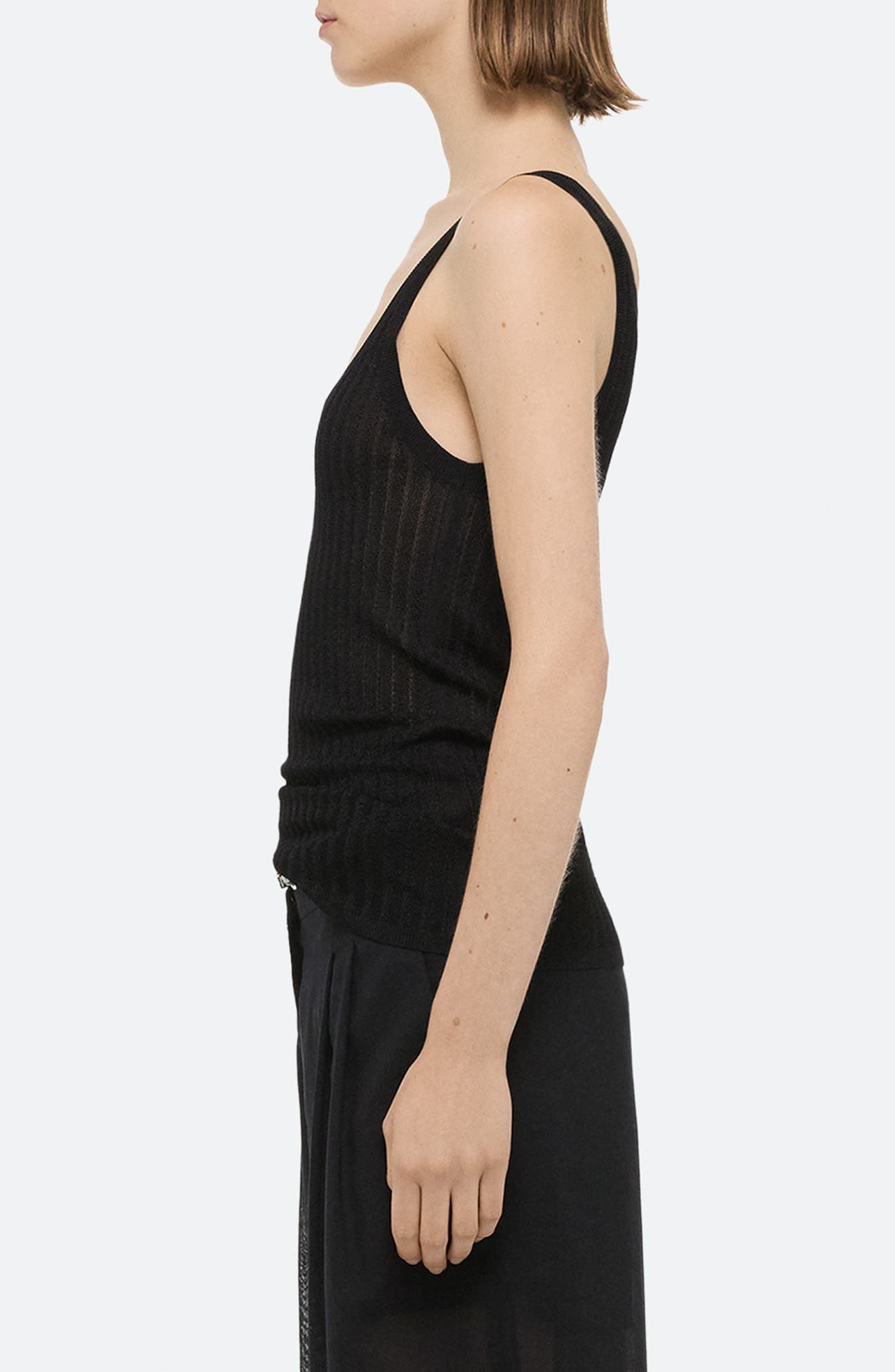 Helmut Lang Pointelle Tank in Black - 3
