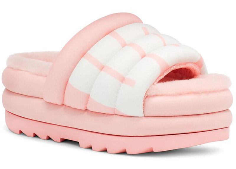 UGG UGG Maxi Slide Logo Pink Scallop (Women's) outlook