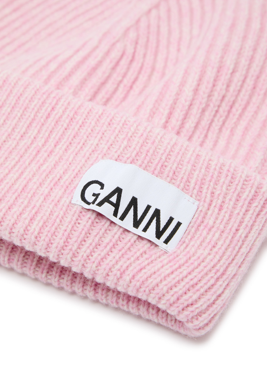 Ganni Logo Ribbed Wool-blend Beanie - 2